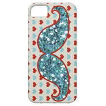 BIGODE AZUL E BRILHO VERMELHO DOS CORAÇÕES CAPAS iPhone 5 Case-Mate