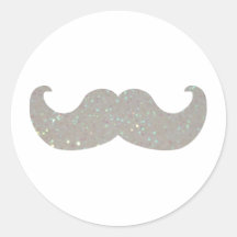 Bigode branco de Bling (gráfico do brilho do falso Adesivos Redondos