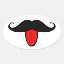 Bigode engraçado adesivos oval