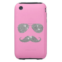 Bigode engraçado do diamante com vidros capa dura iPhone 3
