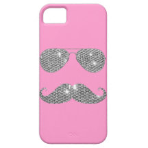 Bigode engraçado do diamante com vidros capa de iPhone 5 Case-Mate