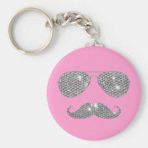 Bigode engraçado do diamante com vidros chaveiro