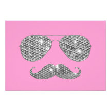 Bigode engraçado do diamante com vidros convite personalizado