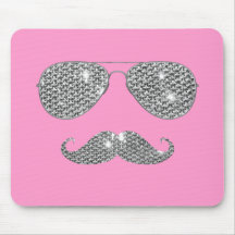 Bigode engraçado do diamante com vidros mouse pad