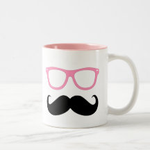 Bigode Geeky com vidros cor-de-rosa Caneca