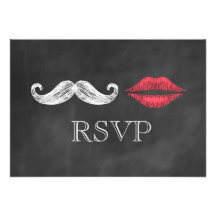 Bigode & lábios RSVP Convites Personalizados