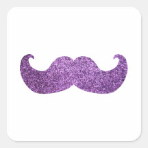 Bigode roxo de Bling (gráfico do brilho do falso) Adesivos Quadrados
