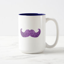 Bigode roxo de Bling (gráfico do brilho do falso) Canecas