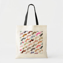 Bigodes coloridos femininos engraçados dos padrões bolsa de lona