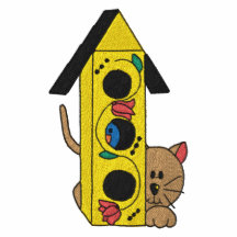 Birdhouse e camisa bordada gato
