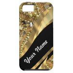 Bling do ouro & teste padrão preto do redemoinho iPhone 5 capas