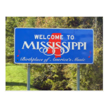 Boa vinda a Mississippi Cartoes Postais