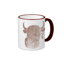 Boi chinês do zodíaco na caneca do Kanji