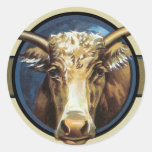 Boi Longhorn de Texas Adesivos Redondos