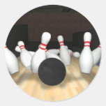 Bola de boliche & pinos: modelo 3D: Adesivo Em Formato Redondo