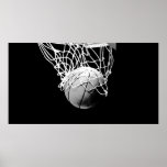 Bola do basquetebol de B&W & poster do impressão d