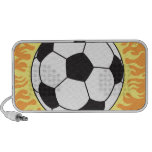 bola e chamas de futebol caixinha de som para notebook