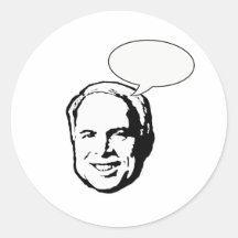 BOLHA DO PENSAMENTO DE JOHN MCCAIN ADESIVO REDONDO