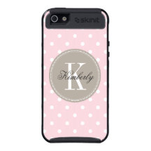 Bolinhas cor-de-rosa com monograma do Taupe Capas iPhone 5