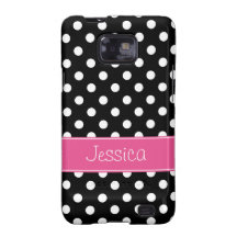 Bolinhas cor-de-rosa e pretas formais personalizad capas samsung galaxy s2