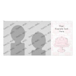 Bolo cor-de-rosa no teste padrão cor-de-rosa do bo cartões com foto personalizados