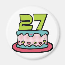 Bolo de aniversário das pessoas de 27 anos imãs