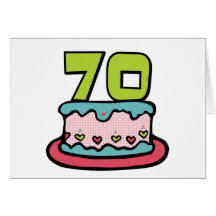 Bolo de aniversário das pessoas de 70 anos cartao