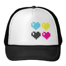 Boné dos corações do pixel de CMYK