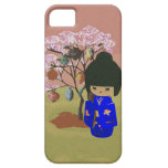 Boneca bonito do kokeshi com árvore da flor de cer capas iPhone 5 Case-Mate