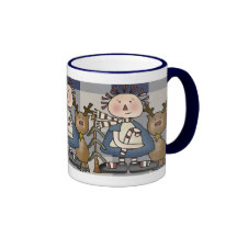 Boneca de pano e caneca do Natal da rena