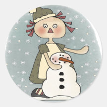 Boneca e boneco de neve de pano adesivo