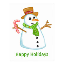 Boneco de neve cartao postal