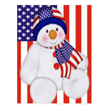 Boneco de neve do Natal dos EUA Cartões Postais