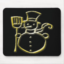 Boneco de neve do ouro mouse pad
