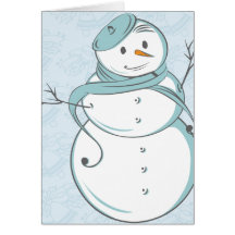 Boneco de neve e boina azul cartão