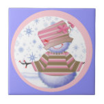 Boneco de neve no rosa e no azul azulejo