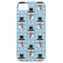 Bonecos de neve bonitos no teste padrão azul pálid capas iPhone 5 Case-Mate
