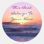 Bookplate do cais do por do sol adesivo