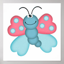 borboleta azul e cor-de-rosa bonito pôsteres