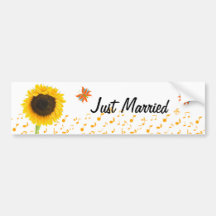 Borboleta BumperSticker do girassol do recem casad Adesivos