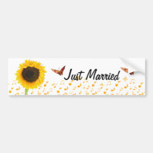 Borboleta BumperSticker do girassol do recem casad Adesivo