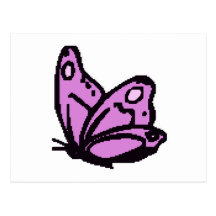 Borboleta cor-de-rosa e roxa cartao postal