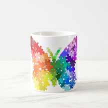 Borboleta do quebra-cabeça do arco-íris da consciê caneca