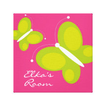 Borboleta personalizada [limão+rosa] impressão de canvas esticada