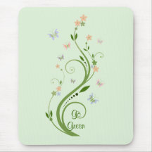Borboletas e videira verde mouse pads