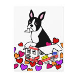 Boston Terrier nos desenhos animados da caixa Cartões Postais