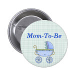 Botão azul do Pin das mamães do chá de fraldas do  Botons