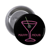 Botão de néon retro do happy hour de Martini Pins