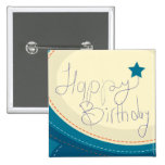 botão do azul do feliz aniversario pins