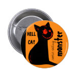 botão do Dia das Bruxas do gato preto do inferno Pins